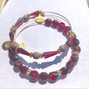 Alex and Ani Red Beaded Bangle Bracelet set of 2